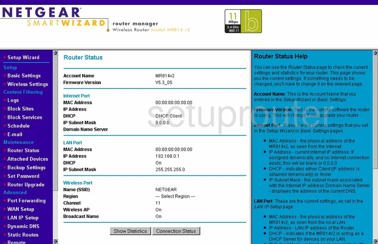 router status mac address internet IP