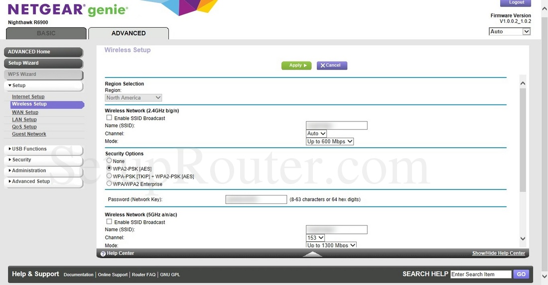 Netgear Nighthawk R6900 Screenshot WirelessSetup