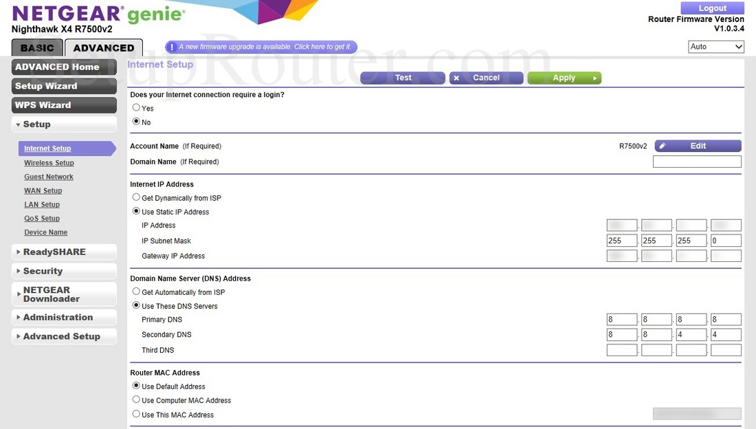 Netgear Nighthawk X4 R7500v2 Screenshot