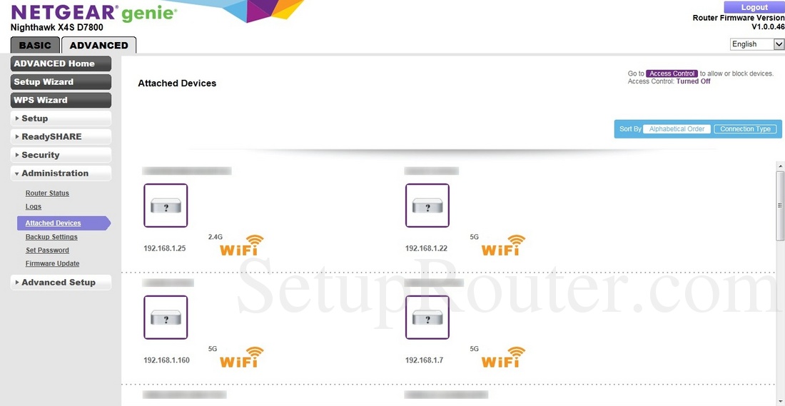 Netgear Nighthawk X4S D7800 Screenshot AttachedDevices