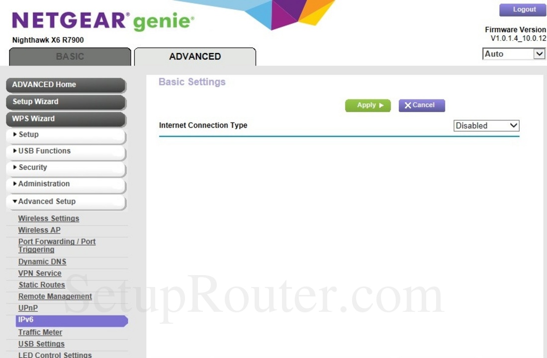 Netgear Nighthawk X6 R7900 Screenshot IPv6Settings