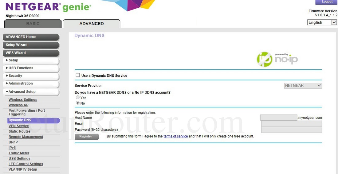 Netgear Nighthawk X6 R8000 Screenshot DynamicDNS