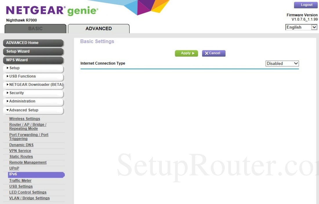 Netgear R7000 Screenshot IPv6
