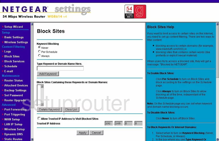 router block sites keyword filter