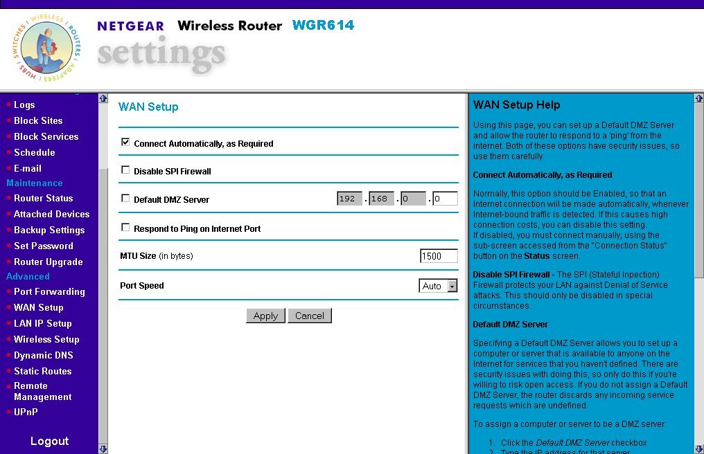 All Screenshots for the Netgear WGR614