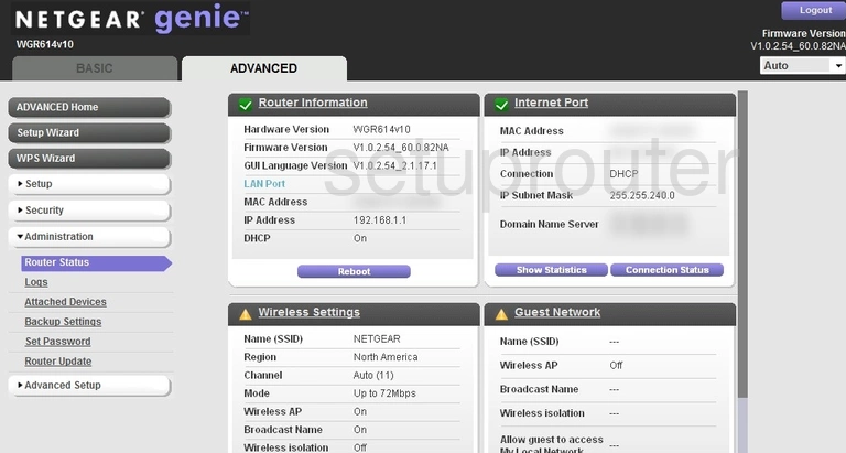 router status mac address internet IP