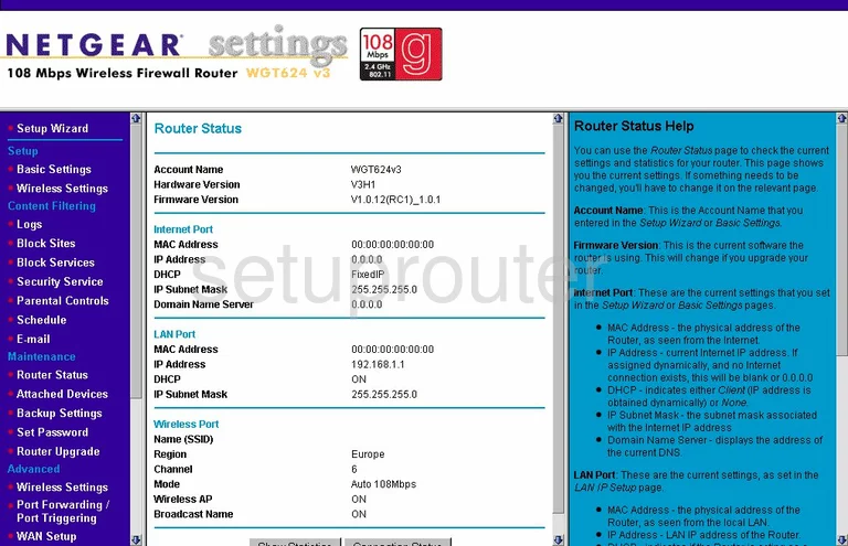 router status mac address internet IP