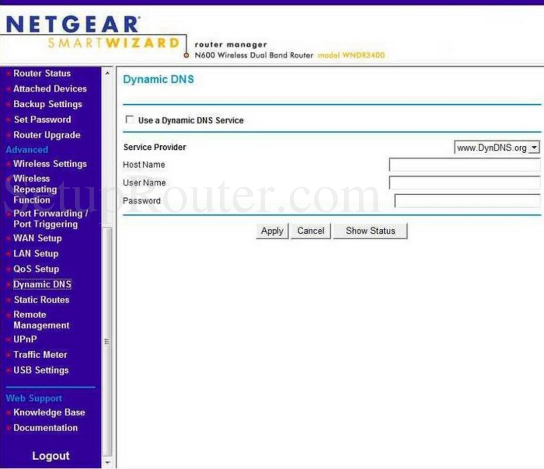 Netgear WNDR3400 Screenshot Dynamic DNS