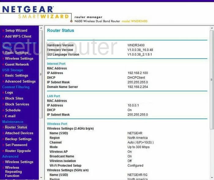 router status mac address internet IP