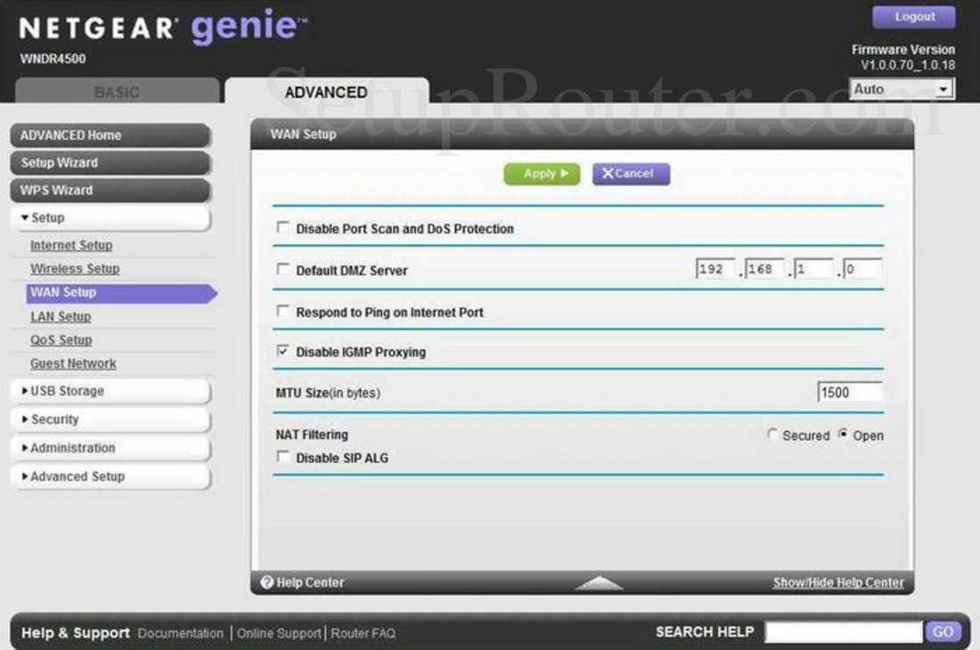 Netgear WNDR4500 Screenshot WAN Setup