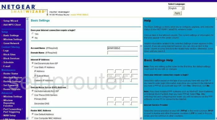 router status mac address internet IP