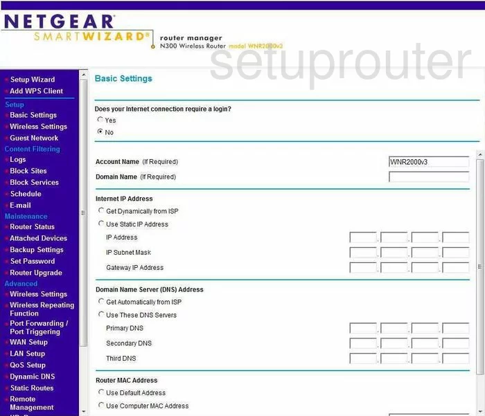 router status mac address internet IP