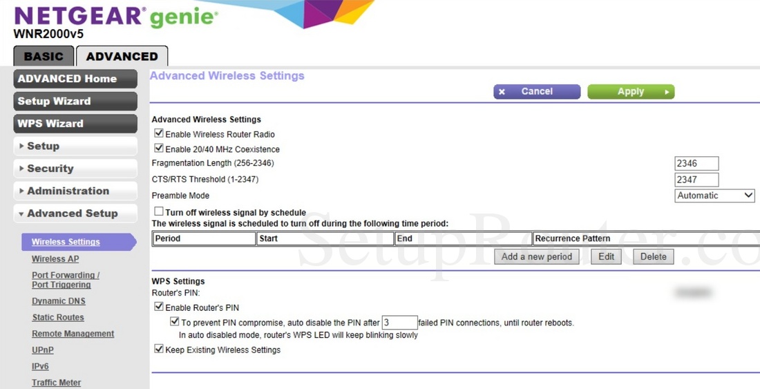 Netgear WNR2000v5 Screenshot AdvancedWirelessSettings