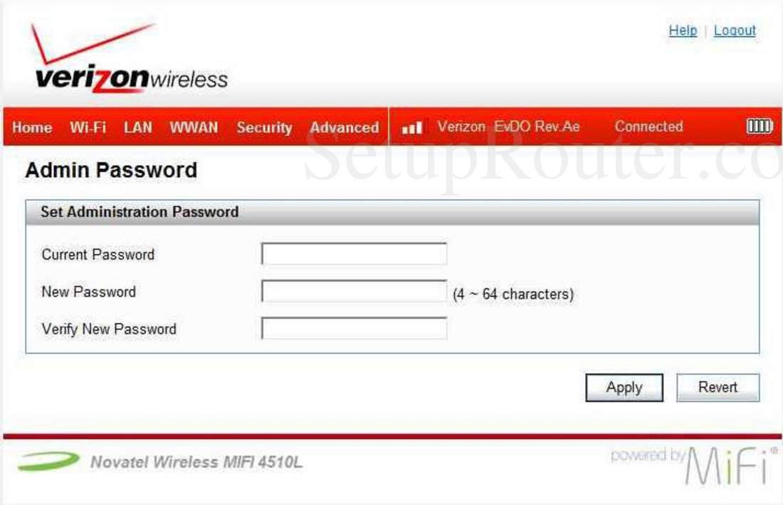 how to change password on verizon mifi 4510l