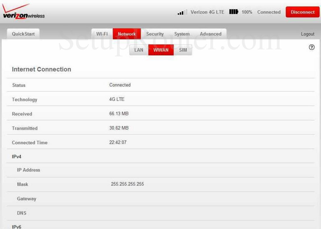 Novatel-Wireless MiFi-4620L Screenshot WWAN