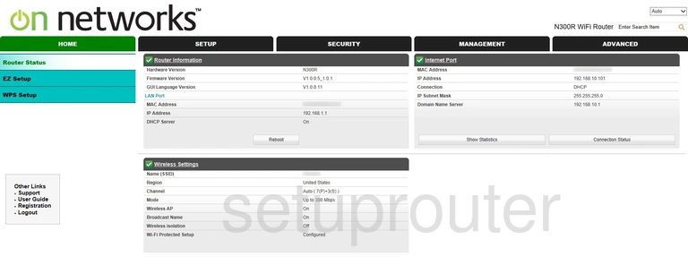 router status mac address internet IP