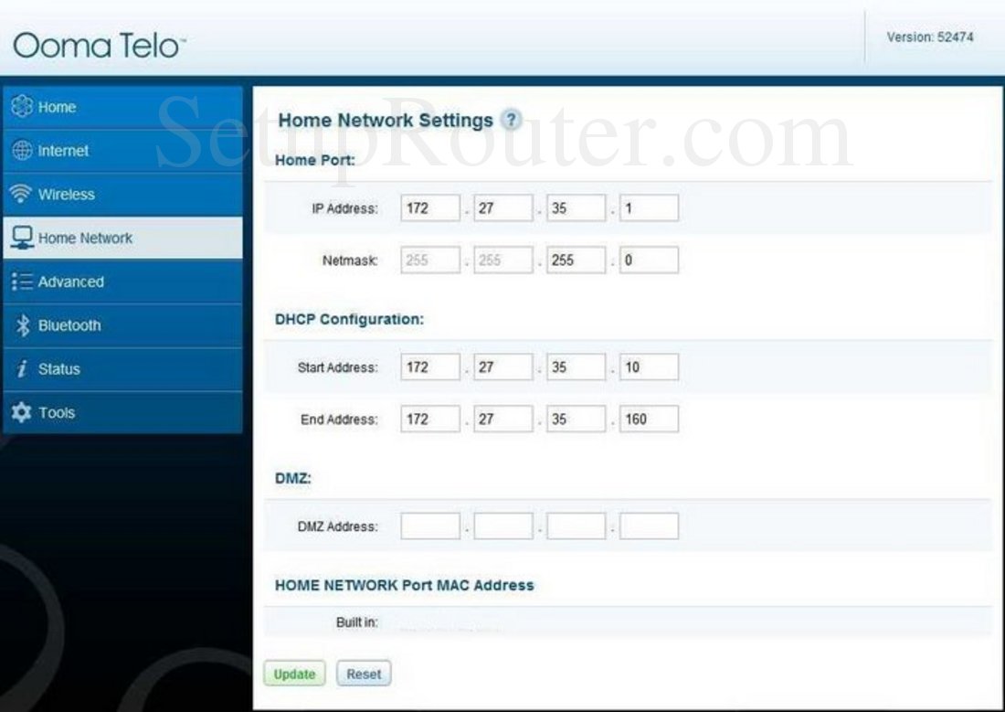 Ooma Telo Screenshot Home Network Settings