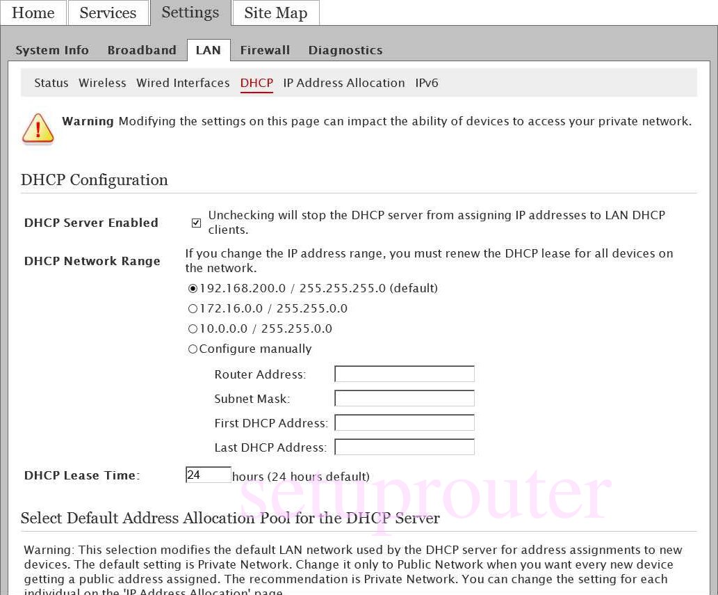 How to change the IP Address on a Pace Plc 4111N-030 router