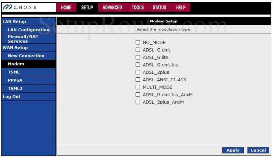 Paradyne 6381A4 Screenshot Modem Setup