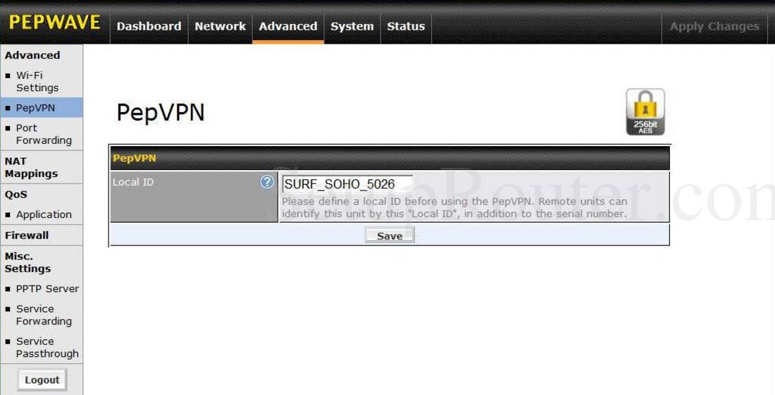Pepwave SurfSOHO Screenshot PepVPN
