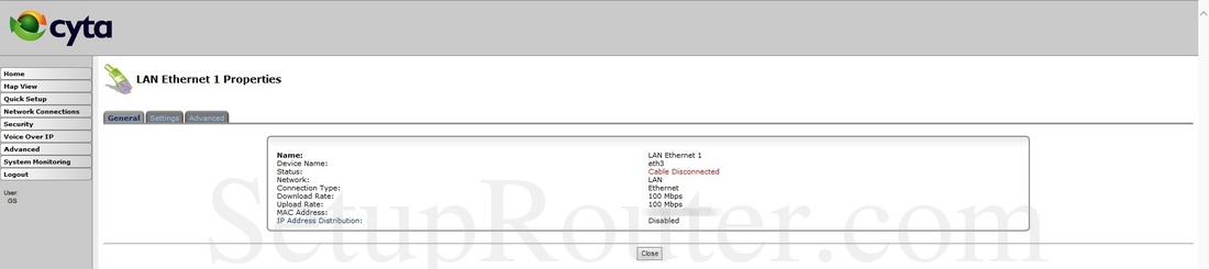 Pirelli PRG AV4202N Cyta Screenshot LANEthernet1General