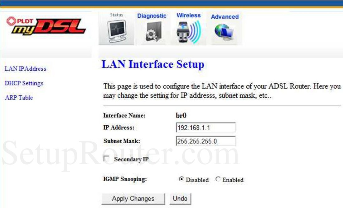 Prolink H5004N Screenshot LAN Interface Setup