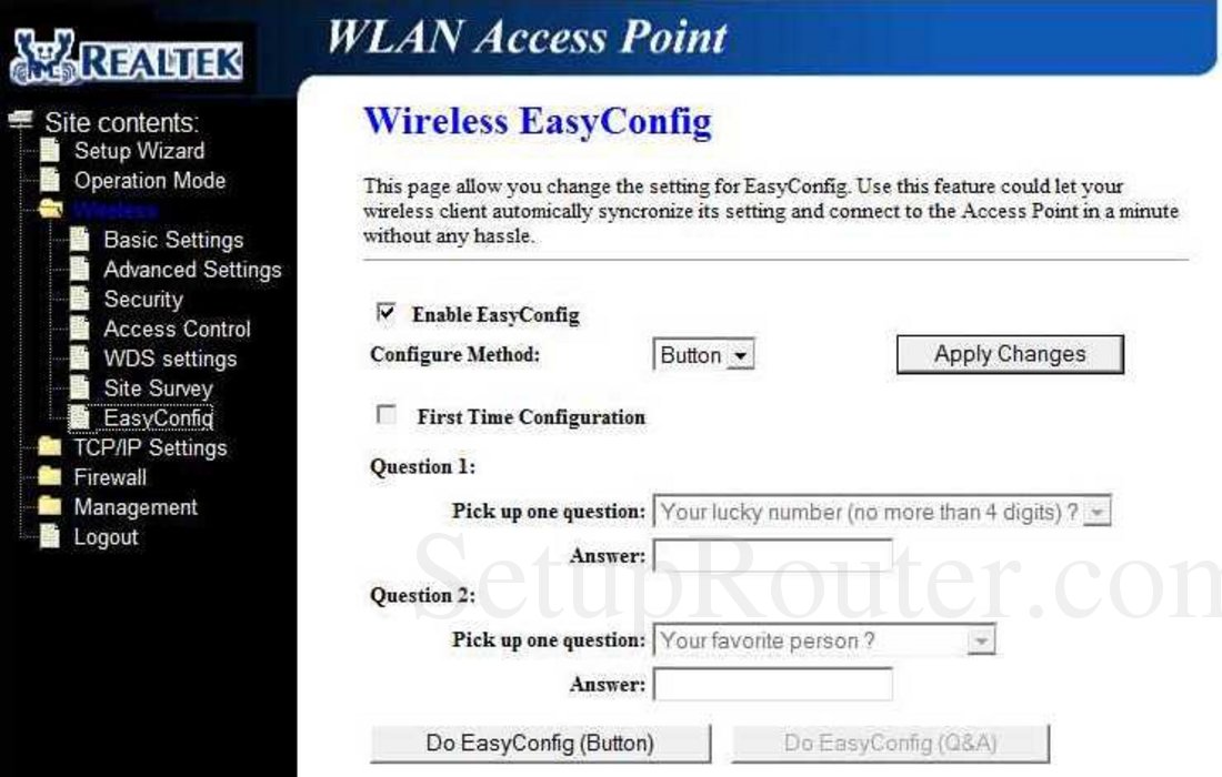 RealTek RT3500 Screenshot Wireless EasyConfig