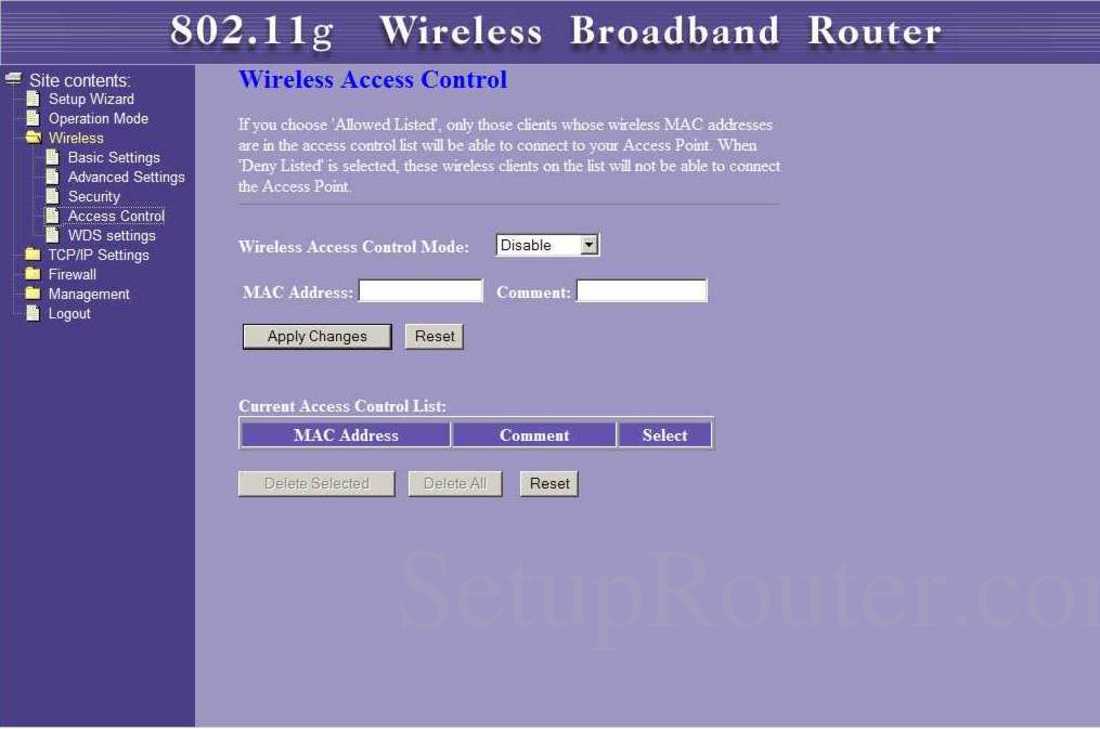 mac address for wireless access points