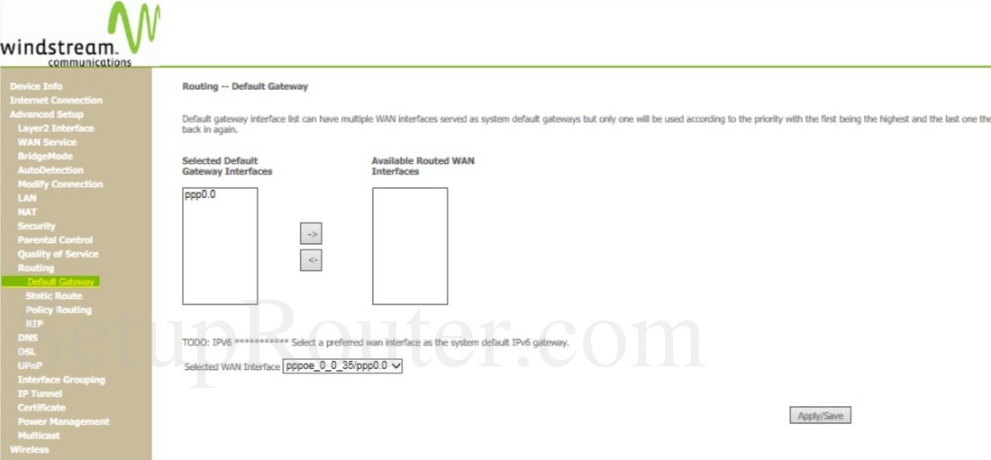 Fast 1704n Windstream Communications Screenshot