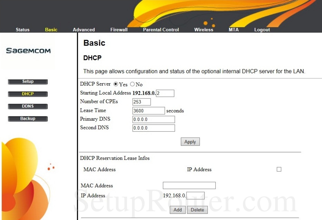 Как отключить dhcp на роутере sagemcom