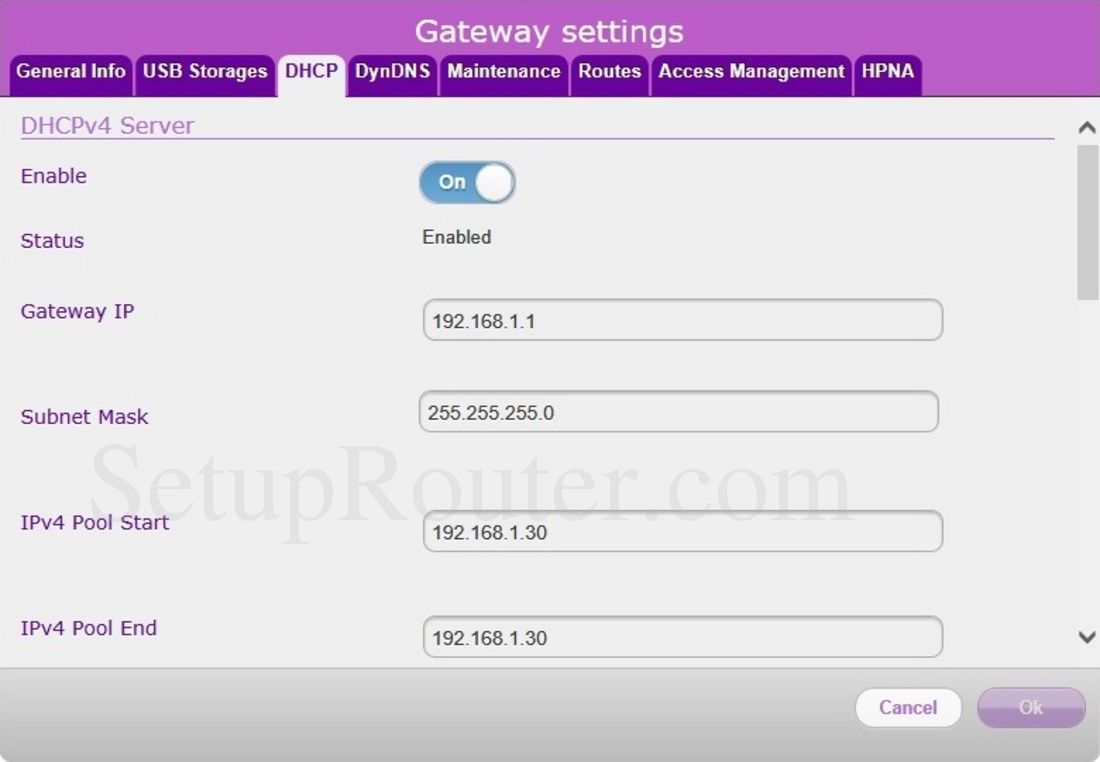 Как отключить dhcp на роутере sagemcom