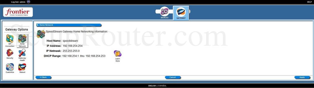 Siemens SpeedStream 6300 Screenshot Home Network Information