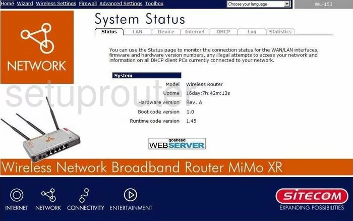 router status mac address internet IP