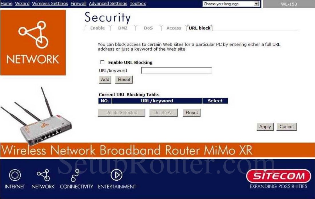 WL153 Screenshot URL Block