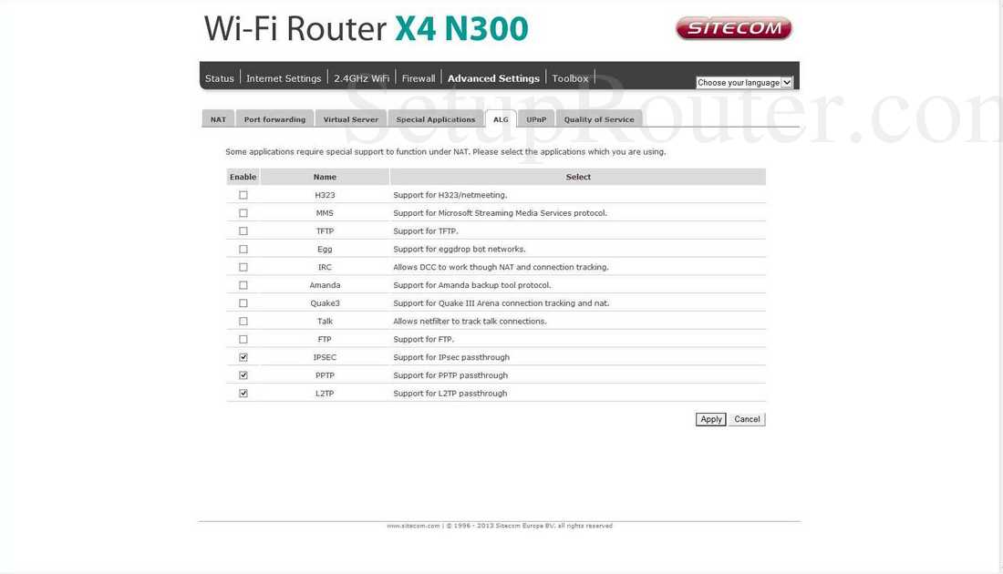 service name quake ii and iii router setttings