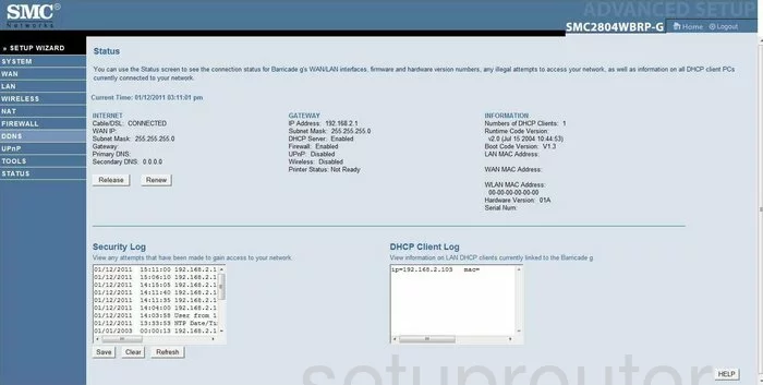 router status mac address internet IP