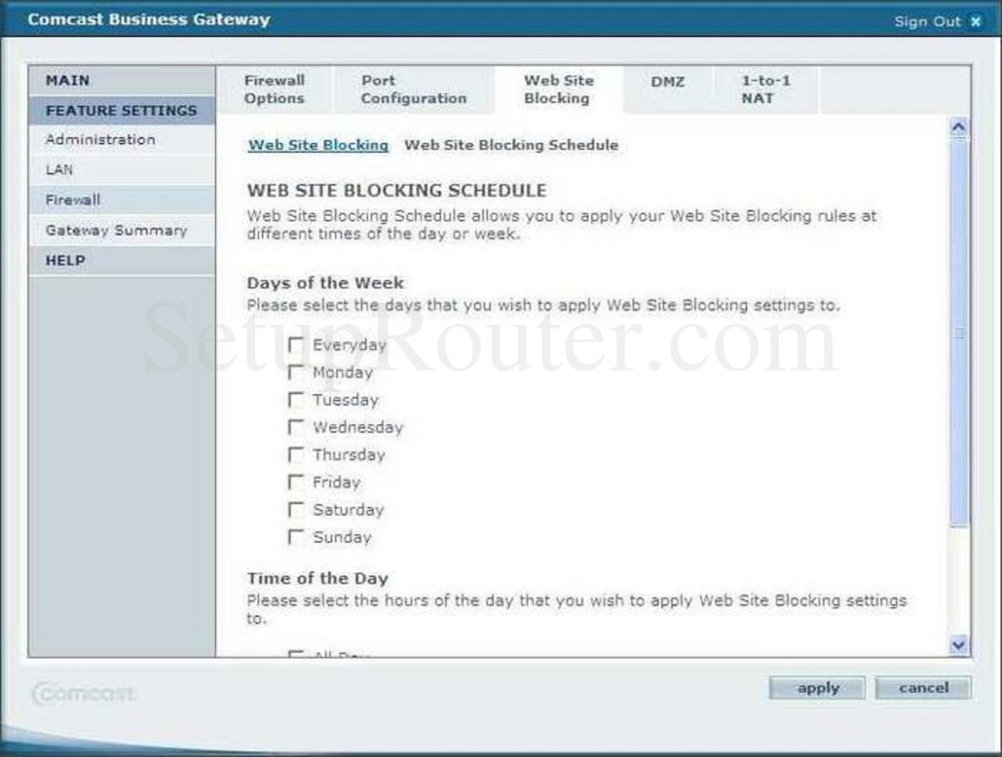 SMC SMC8014-CCR Screenshot Web Site Blocking Schedule SMC SMC8014-CCR Screenshot Web Site Blocking Schedule
