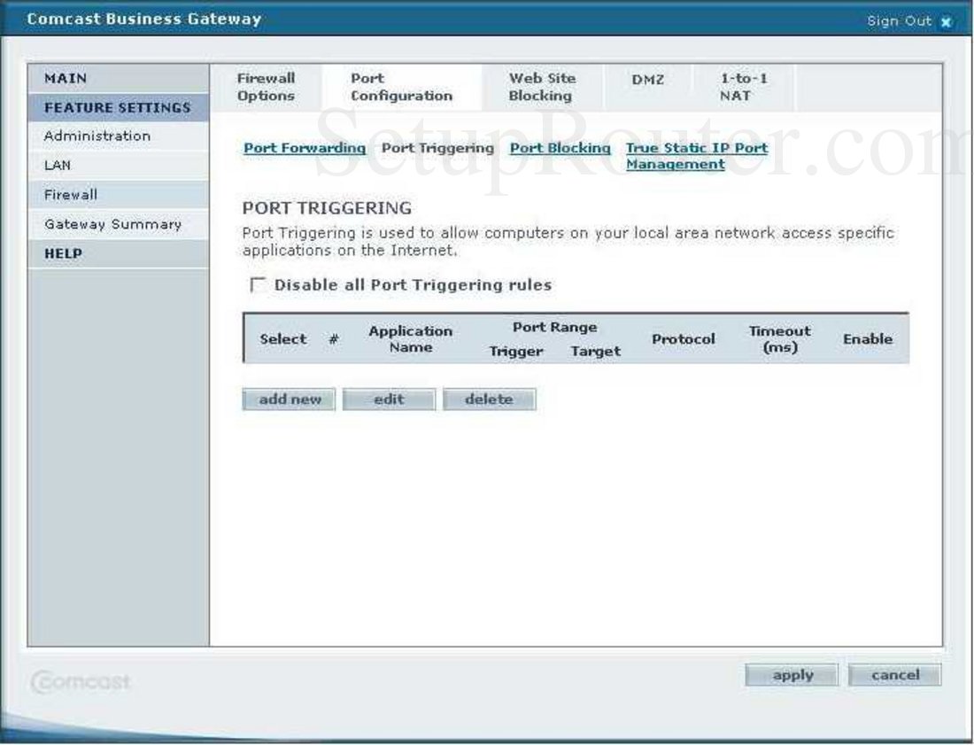 SMC SMCG3GCCR Screenshot Port Triggering