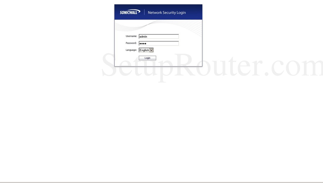 SonicWALL TZ205 Screenshot Login