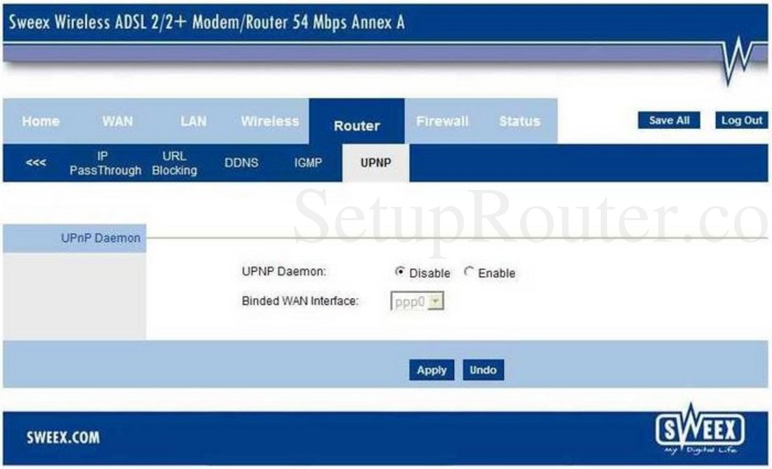 Sweex MO251 Screenshot UPnP