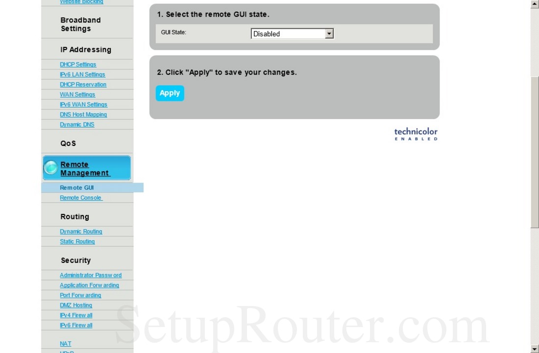 Technicolor C2000T CenturyLink Screenshot RemoteGUI