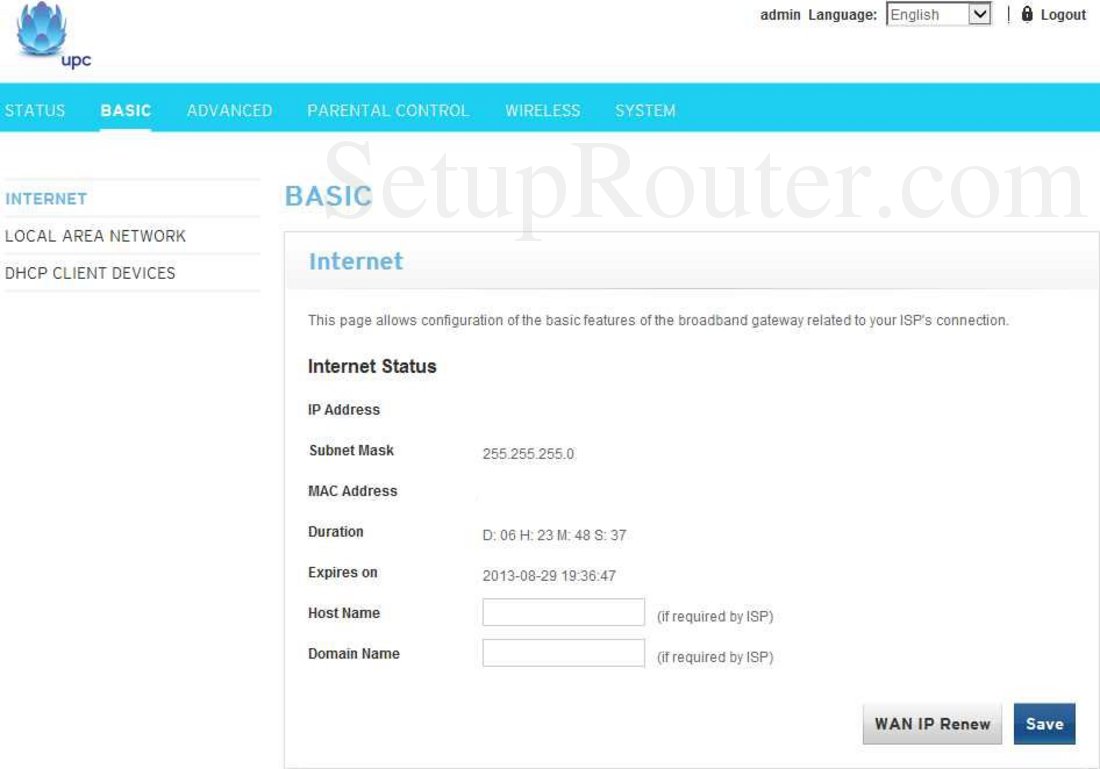 Technicolor TC7200 Screenshot Basic
