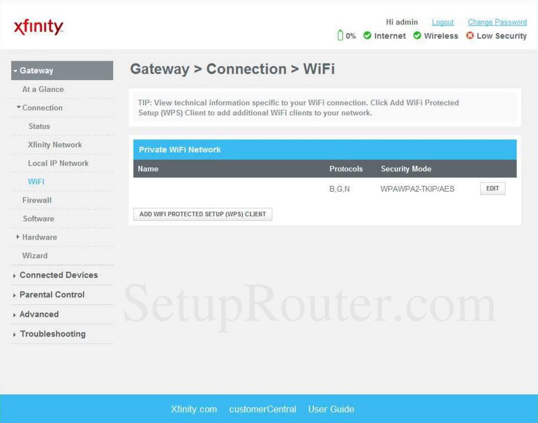 Technicolor TC8305C Screenshot WiFi