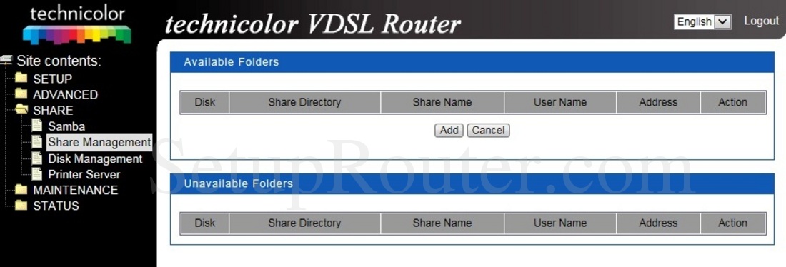 technicolor router password list