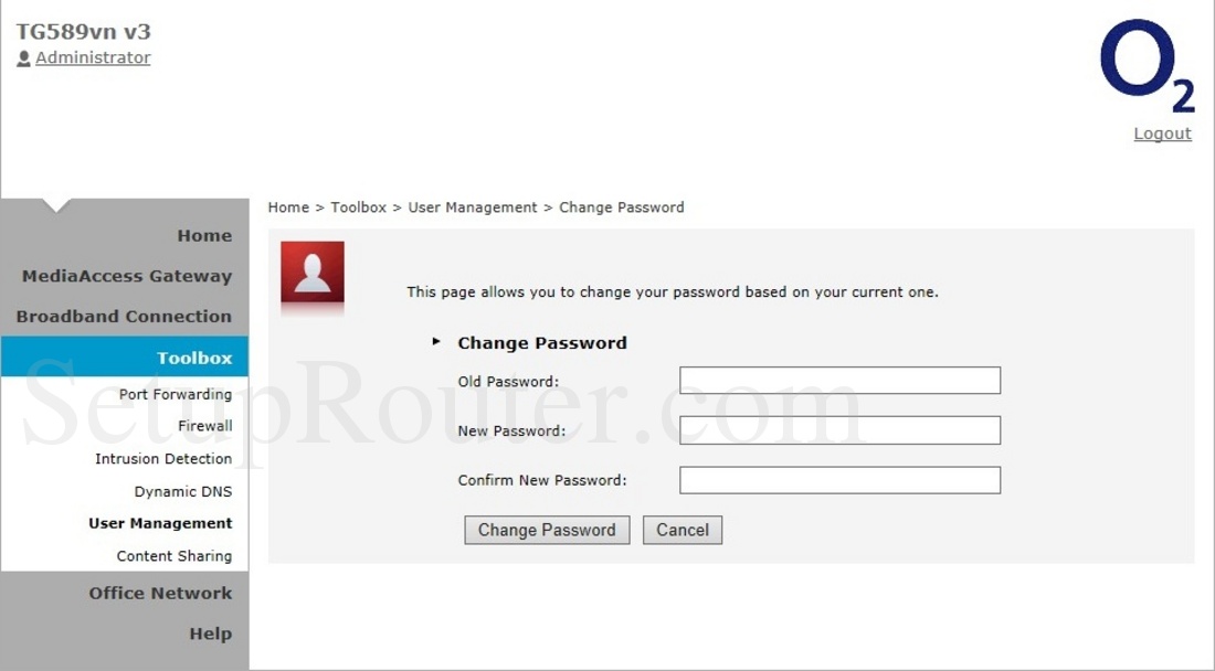 how to change technicolor router password