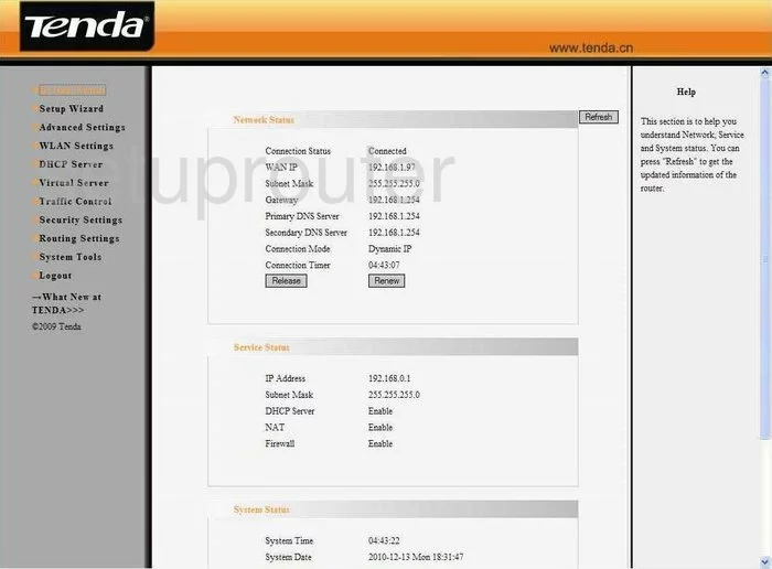 router status mac address internet IP