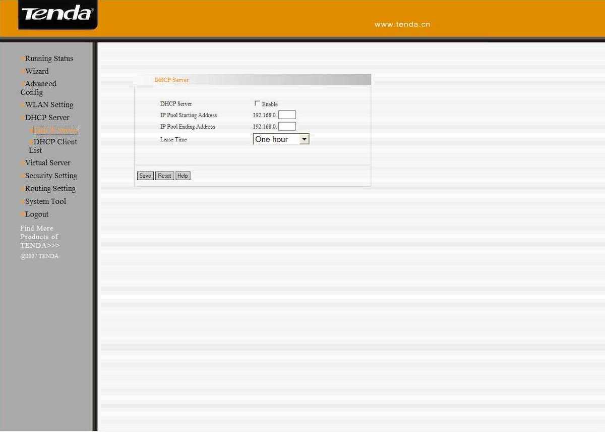 Роутер tenda настройка dhcp