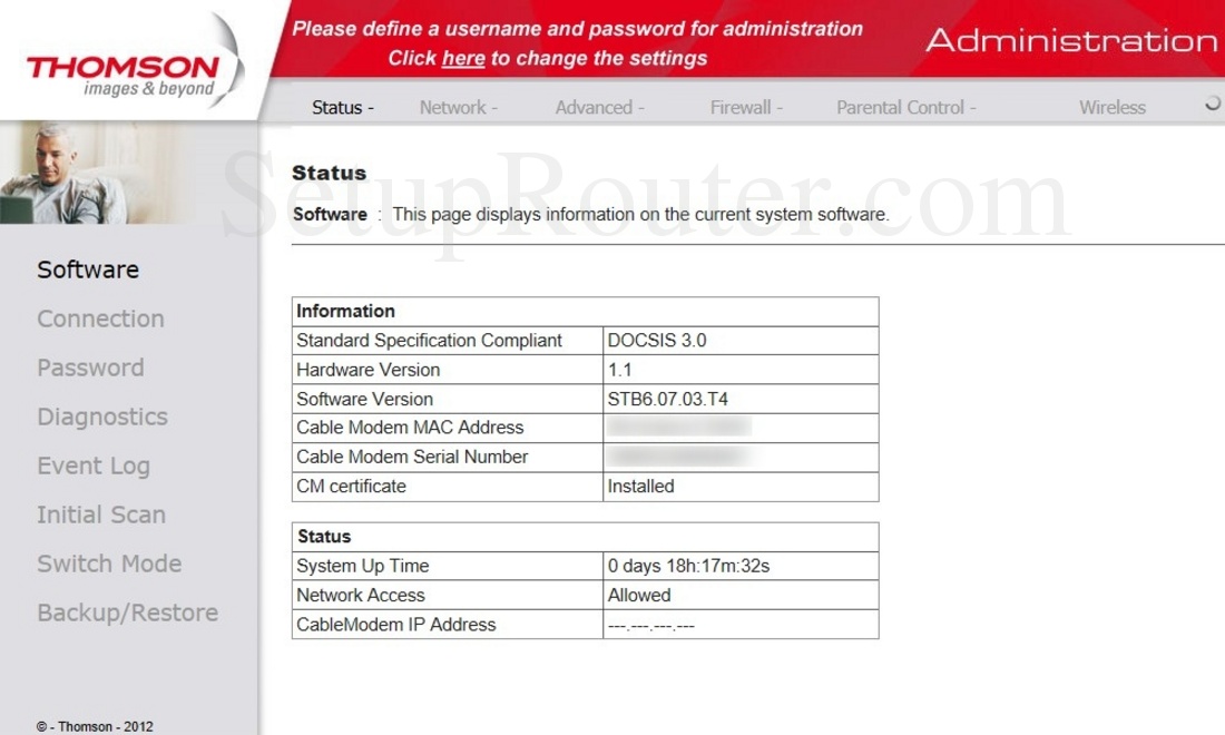 Роутер thomson tcw770 сброс настроек