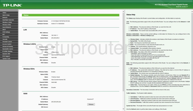 router status mac address internet IP