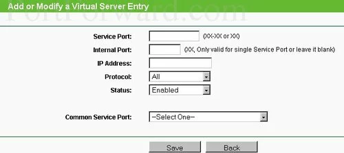 TP-Link Archer_C2 Virtual Server Add